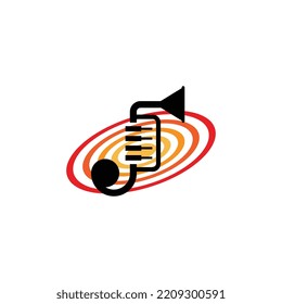 Trumpet music logo template design vector icon illustration