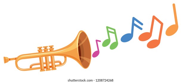 A trumpet with music note illustration