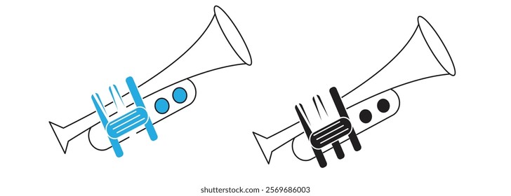 trumpet, Music sound melody song art music ICON.