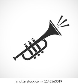 Trumpet music vector icon isolated on white background