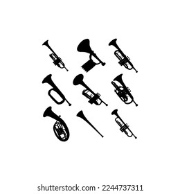 trumpet musical illustration set creative design