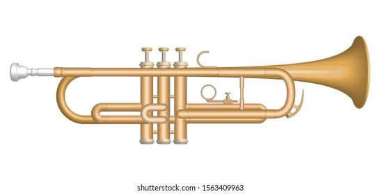 Trumpet. Musical instrument. 3D effect vector