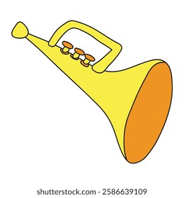 trumpet musical instrument icon image vector illustration design  yellow and orange