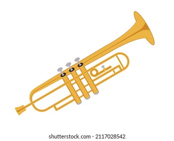 Trumpet musical instrument illustration. Flat design on a white background. Vector.