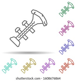 Trumpet, musical instrument multi color style icon. Simple thin line, outline vector of dia de muertos icons for ui and ux, website or mobile application