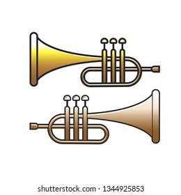trumpet musical instrument vector drawing isolated on white