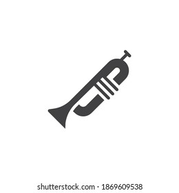 Trumpet musical instrument vector icon. filled flat sign for mobile concept and web design. Wind instrument trumpet glyph icon. Symbol, logo illustration. Vector graphics