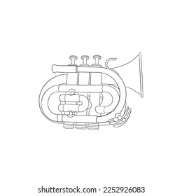 Trumpet Musical line art illustration design, Logo Vector Design. Abstract, designs concept, logos, logotype element for template.