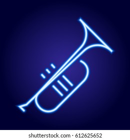 Trumpet neon blue glowing of vector illustration