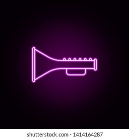 trumpet neon icon. Elements of toys set. Simple icon for websites, web design, mobile app, info graphics