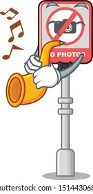 With trumpet no camera isolated with the cartoon