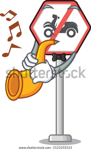 With\
trumpet no motorcycles on the cartoon\
roadside