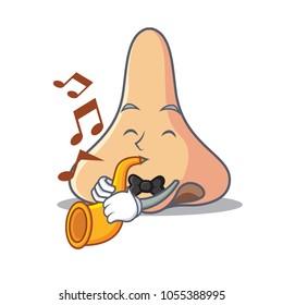 With trumpet nose mascot cartoon style