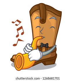 With trumpet old cowboy boots in shape character