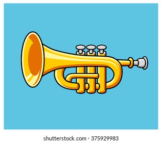 Trumpet on a blue background.