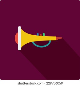 Trumpet on purple background.