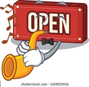 With trumpet open sign on the a charcter