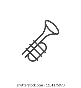 Trumpet outline icon. linear style sign for mobile concept and web design. Musical wind instrument line vector icon. Symbol, logo illustration. Pixel perfect vector graphics