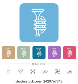 Trumpet outline white flat icons on color rounded square backgrounds. 6 bonus icons included