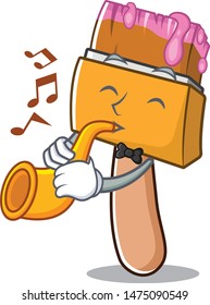 With trumpet paint brush isolated in the cartoon