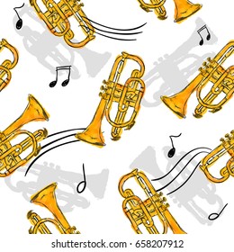 Trumpet Paint Seamless Pattern