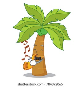 With trumpet palm tree character cartoon