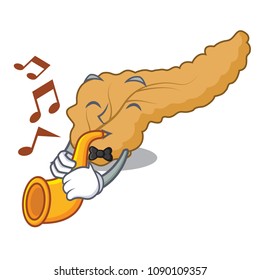 With trumpet pancreas mascot cartoon style
