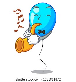 With trumpet Party balloon blue mascot the isolated