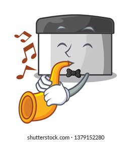 With trumpet pastry scraper on wooden mascot table