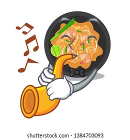With trumpet pat thai in the cartoon shape