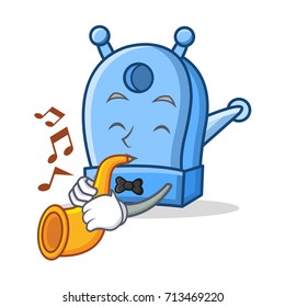 With trumpet pencil sharpener character cartoon
