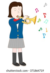 The trumpet performance by the high school girl.