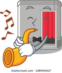 With trumpet photo booth isolated with the cartoon