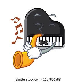 With trumpet piano mascot cartoon style