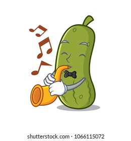 Trumpet pickle mascot cartoon style