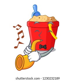 With trumpet picture beach bucket on shovel cartoon