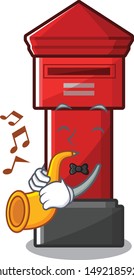 With trumpet pillar box isolated in the mascot