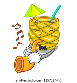 With trumpet Pineapple fruit juice on character drink