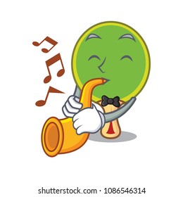 With trumpet ping pong racket mascot cartoon