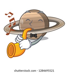 With trumpet planet saturn in the cartoon form