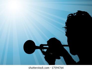 trumpet player, vector illustration