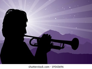 trumpet player, vector illustration