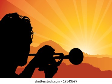 trumpet player, vector illustration