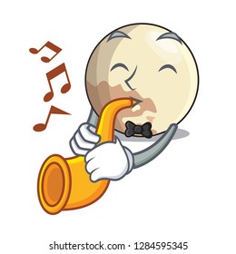 With trumpet Pluto cartoon planet above the sky