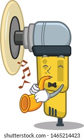 With trumpet pneumatic sander isolated with the cartoon