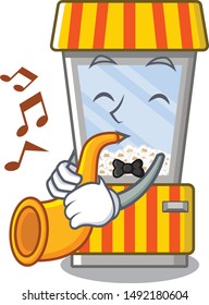 With trumpet popcorn vending machine is formed cartoon