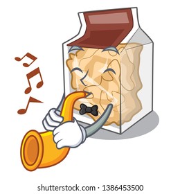 With trumpet pork rinds in the mascot shape