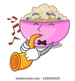 With trumpet porridge breakfast in cartoon dining table