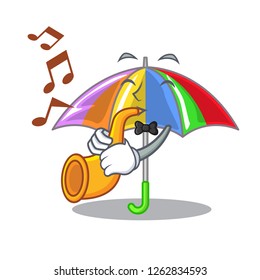 With trumpet rainbow umbrella in chracter that fun