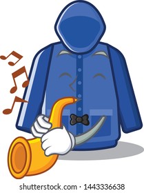 With trumpet raincoat in the a cartoon shape